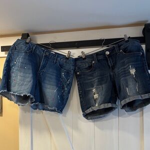 Seven7 Distressed 2 pairs of Blue Jean Shorts, cotton blends size 12.